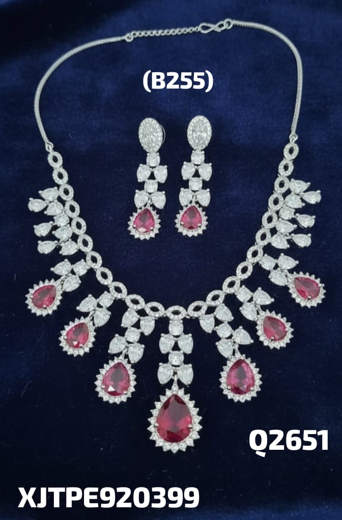 AD RODIUM NECKLACE WITH EARINGS N151
