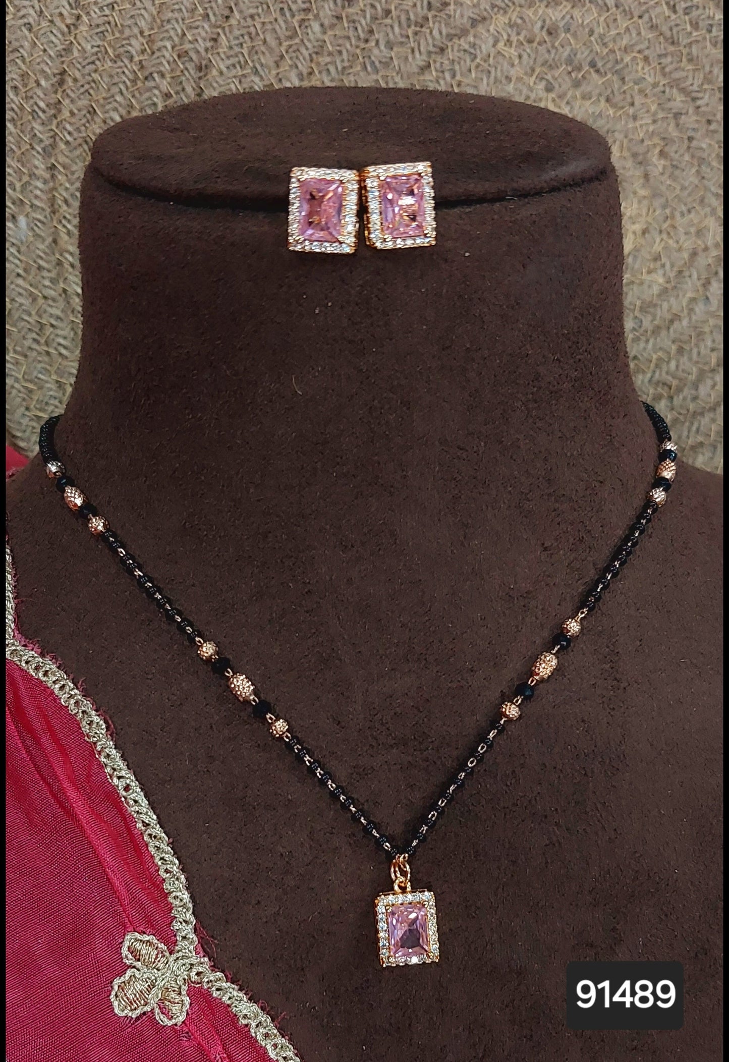 AD ROSE GOLD MANGALSUTRA WITH EARRINGS FNC DC36