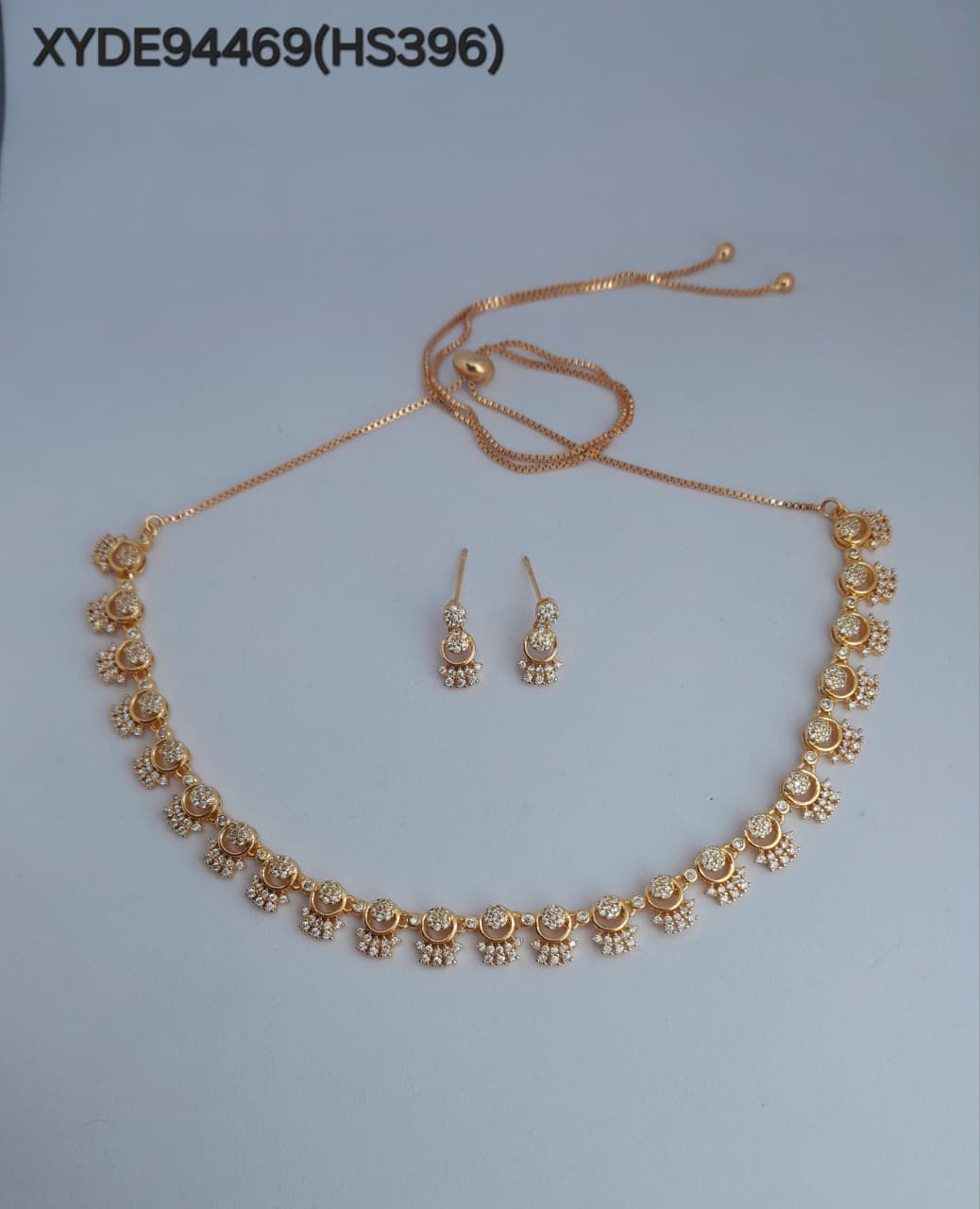AD ROSE GOLD NECKLACE WITH EARRINGS HS396