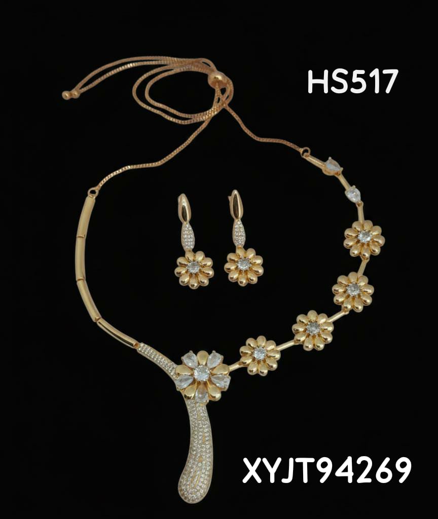 AD ROSE GOLD NECKLACE WITH EARRINGS HS517