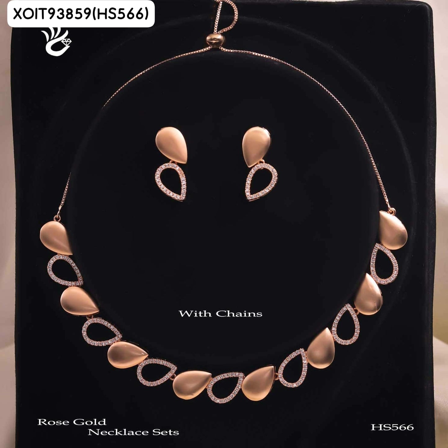 AD ROSE GOLD NECKLACE WITH EARRINGS HS566