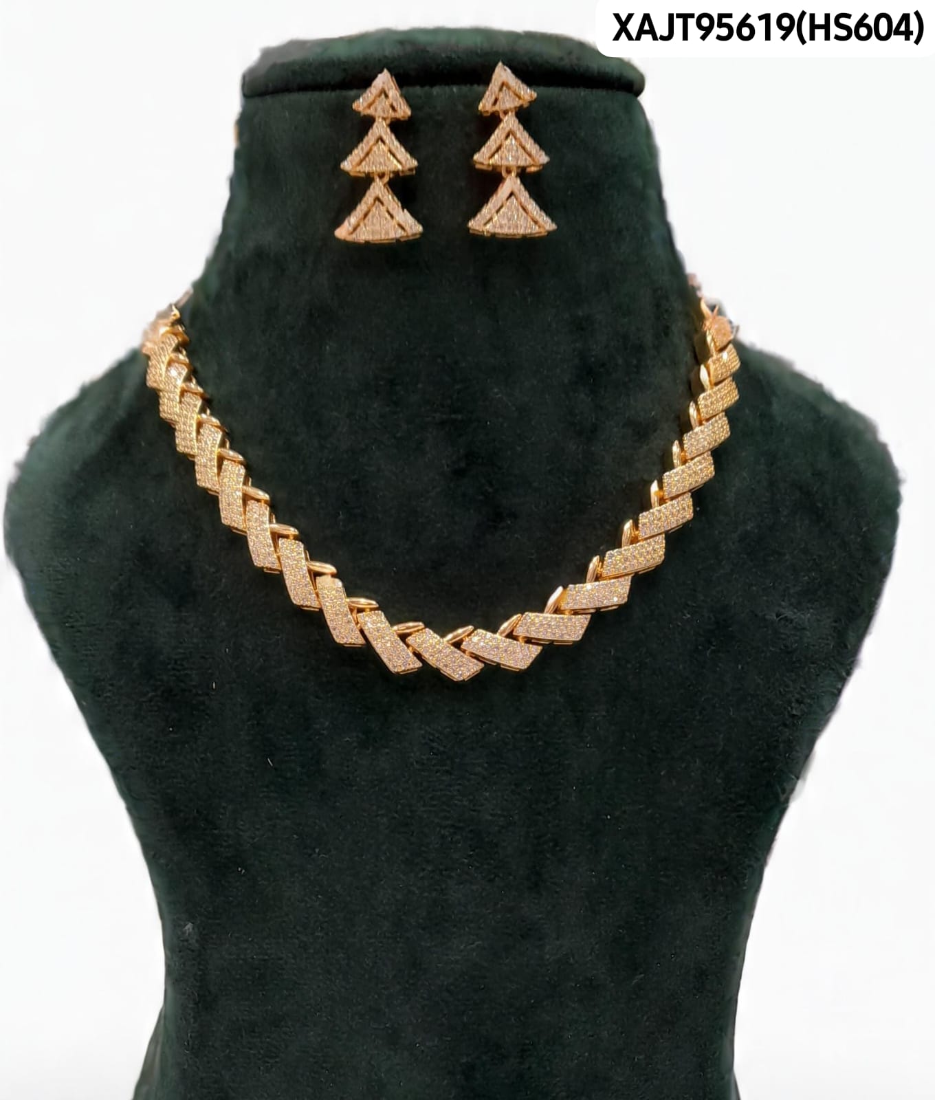 AD ROSE GOLD NECKLACE WITH EARRINGS HS604