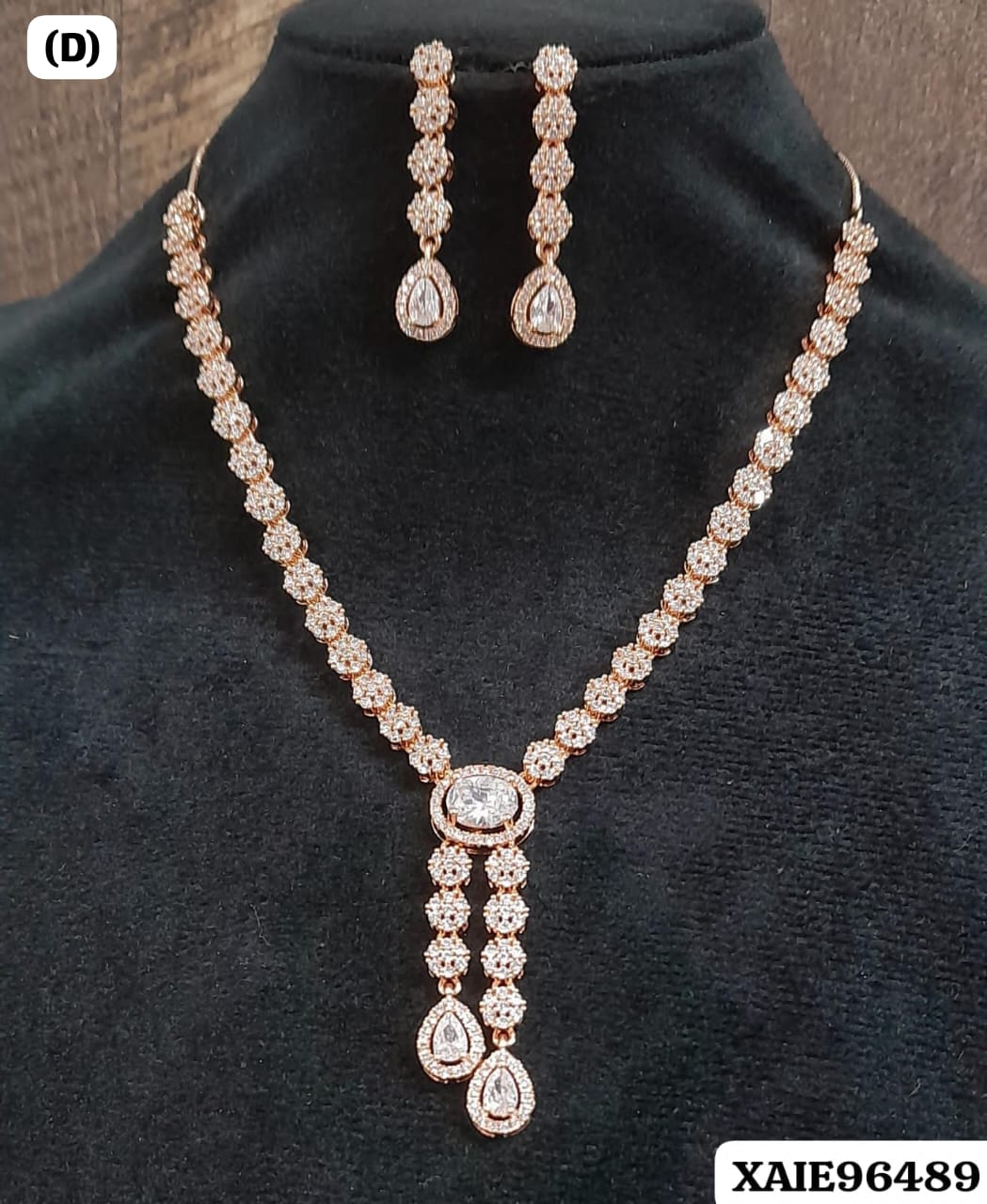 AD ROSE GOLD NECKLACE WITH EARRINGS HSABC04