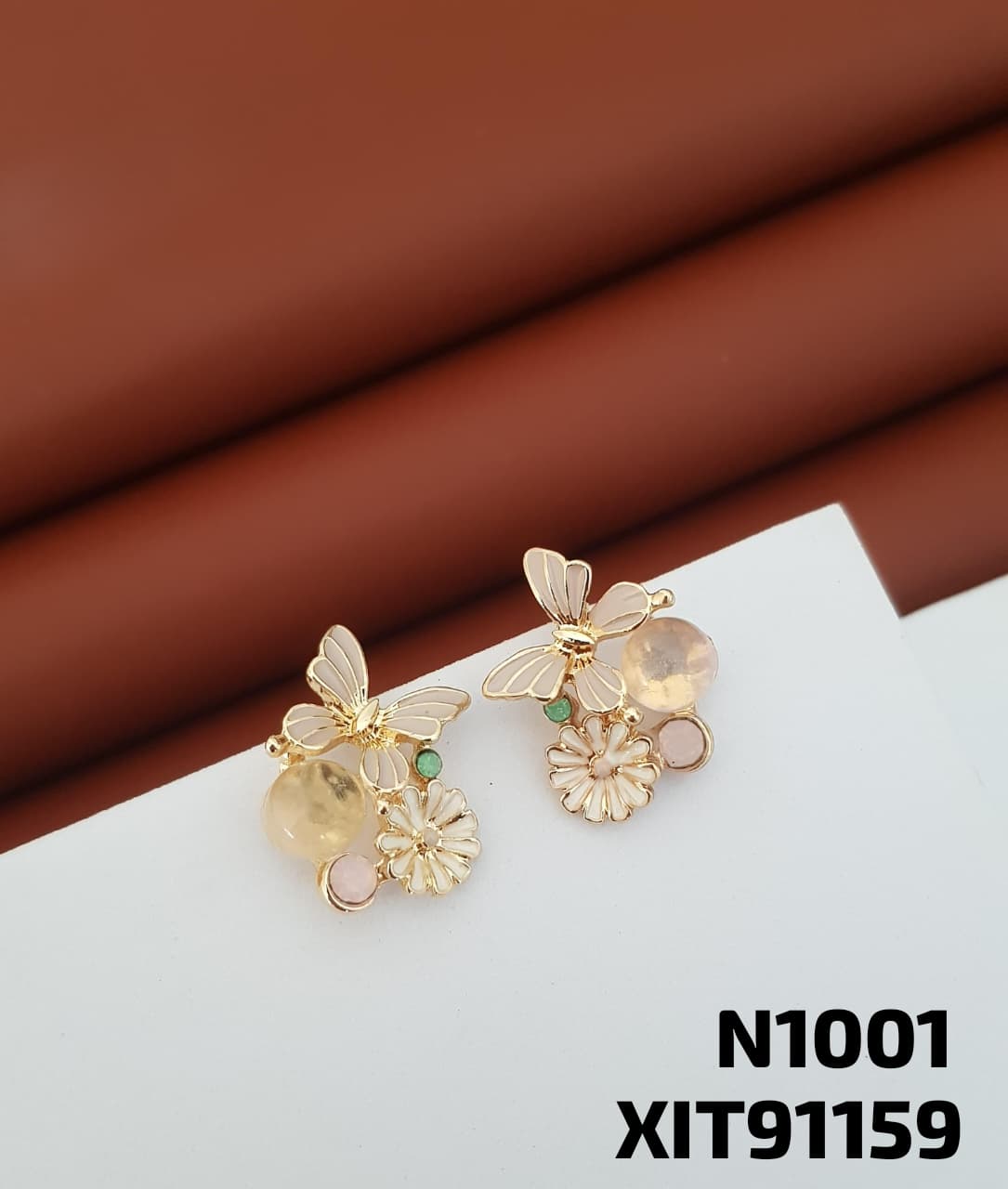 ANTI TARNISH ENAMEL BUTTERFLY THEME earrings STUD Tops GOLDEN