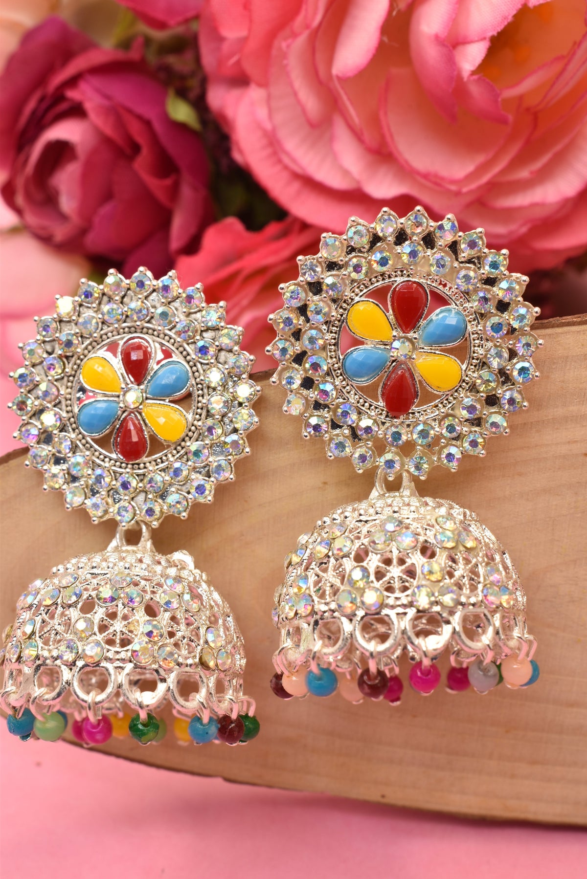 Earrings Jhumaki,Jumakas big,jhumkiyaan for women,Stylish partywear multicolored German silver earrings,big partywear bollywood style Earrings