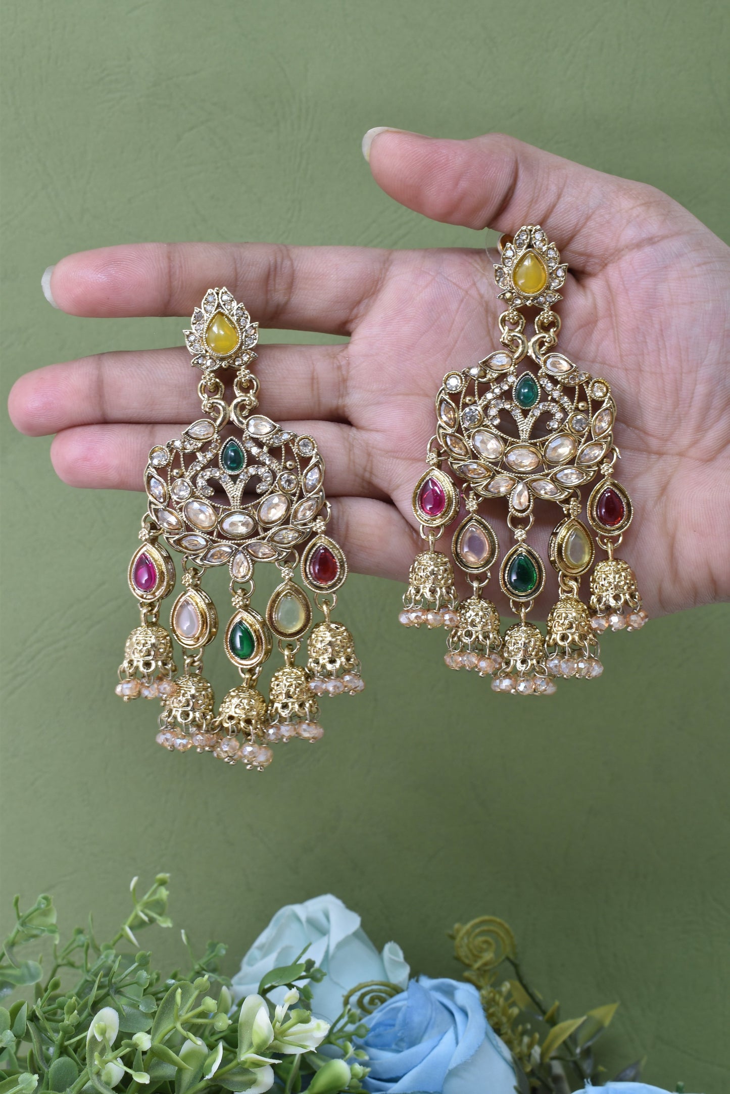 Partywear-earrings,chandeliar,partywear,Kashmiri earring-EAR-CFB-S02-MLT