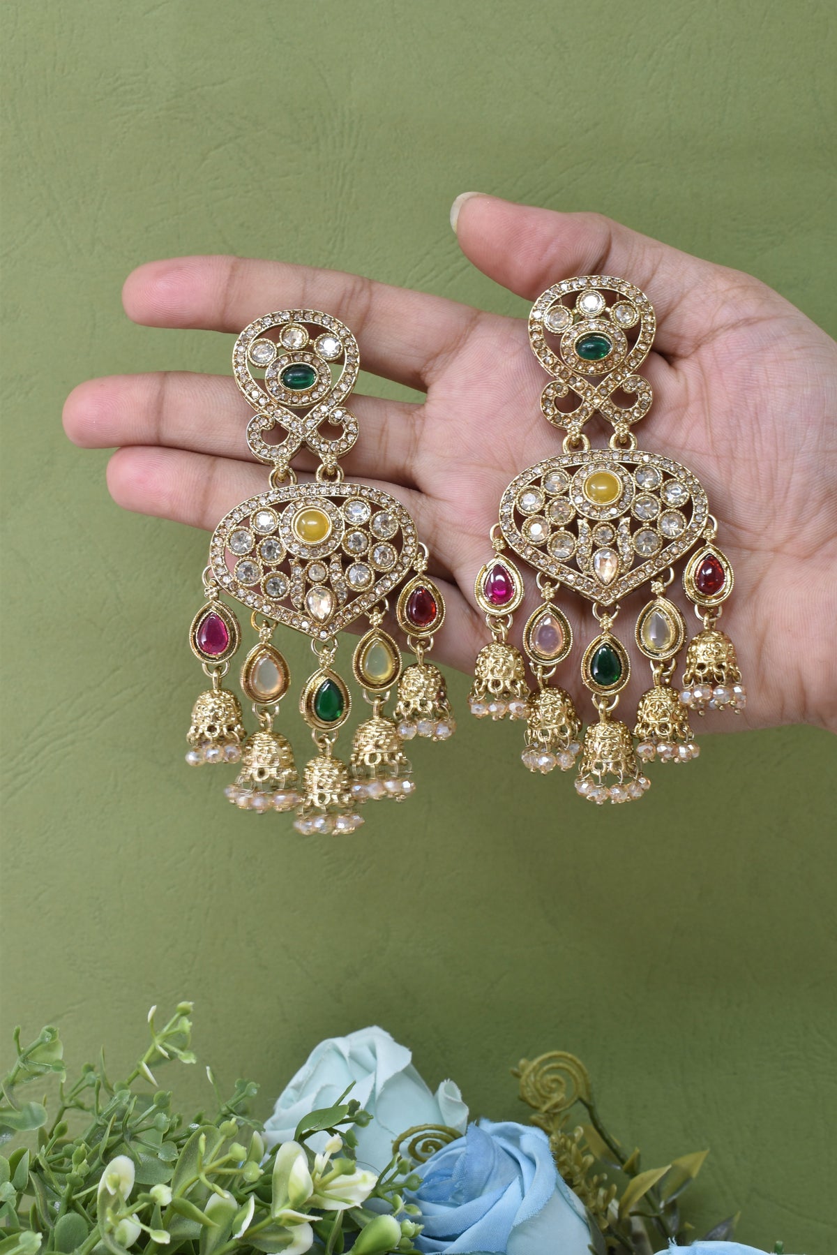 Partywear-earrings,chandeliar,partywear,Kashmiri earring-EAR-CFB-S03-MLT