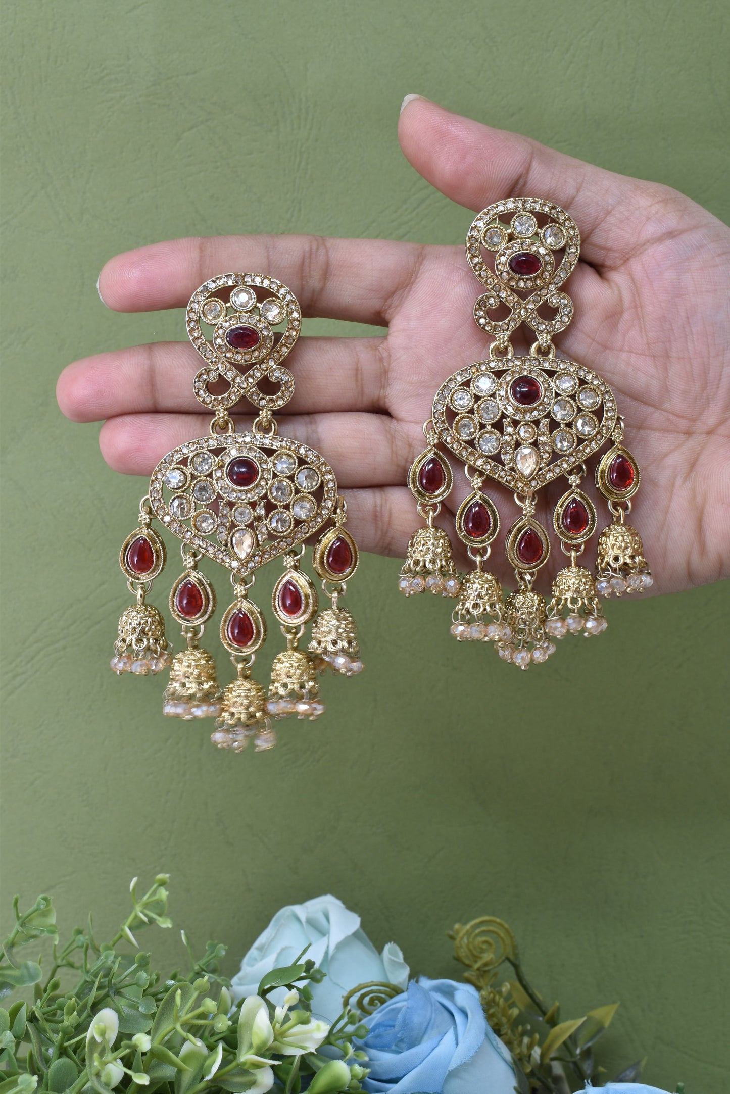 Partywear-earrings,chandeliar,partywear,Kashmiri earring-EAR-CFB-S03-MRN