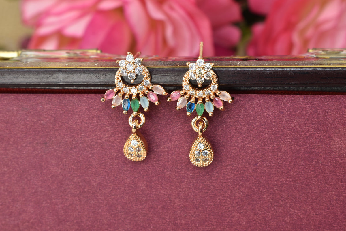 Rose gold plated earrings,bali earrings,stud,huggis,Jhumaka,jhumki big earrings,long earrings,earrings for girls,partywear earrings,bollywood earrings,wedding earrings,heavy designer earrings,