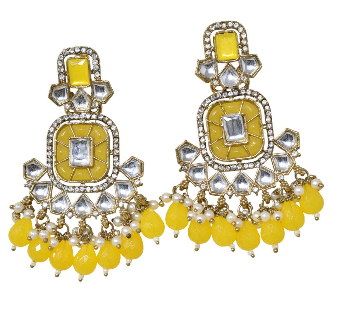 Ethnic Gold Plated Kundan Chandbali Earrings for Women, Traditional Indian Jhumka Drop Earring Set with Pearl & Stone Detailing, Perfect for Wedding, Festival, Party and Gifting