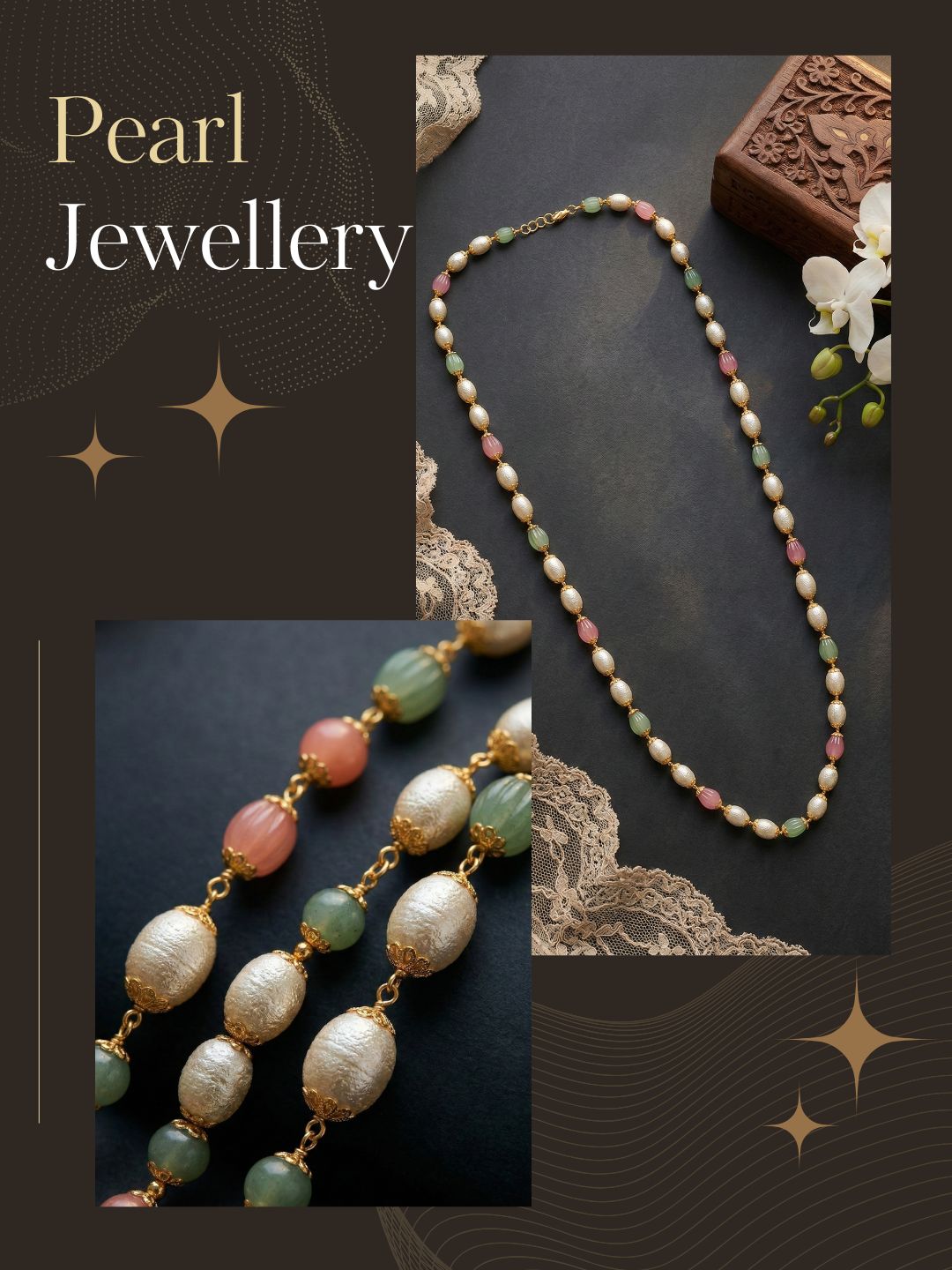 Pearl Beaded Necklace for Women, Pastel Pink Green Beads 24 inch Long Chain Necklace, Pearl Mala Necklace for Ethnic & Western Stylish Jewellery for Festive, Party, Wedding & Daily-02