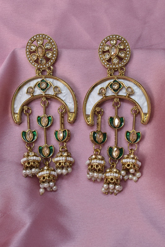 kundan jhumka,meenakari earrings,kahmiri earring,chandbali,chandelier earrings, dome jhumkas,pearl cluster jhumka, long earrings,heavy earrings,big earrings,designer earrings,latest design,new design