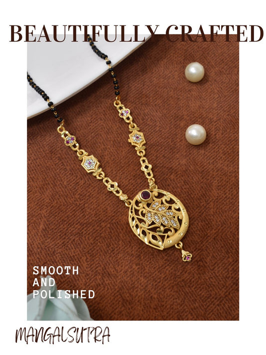 Traditional Mangalsutra for Women, Black Beads Chain with Pendant, Gold Plated Mangalsutra Necklace, Ethnic, Stylish Anniversary, Wedding, Festive Mangalsutra Jewellery for Women-01
