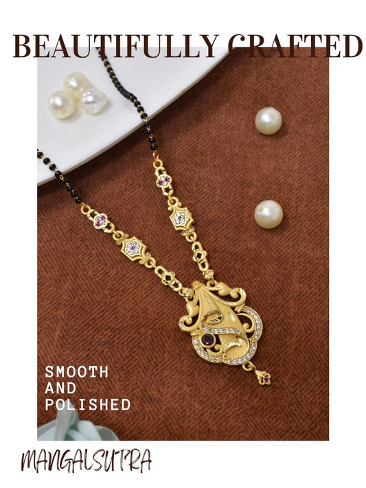 Traditional Mangalsutra for Women, Black Beads Chain with Pendant, Gold Plated Mangalsutra Necklace, Ethnic, Stylish Anniversary, Wedding, Festive Mangalsutra Jewellery for Women-03