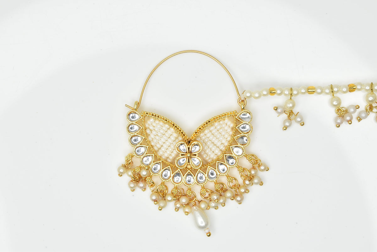 Meenakari Kundan Nath: Royal Bridal Grace