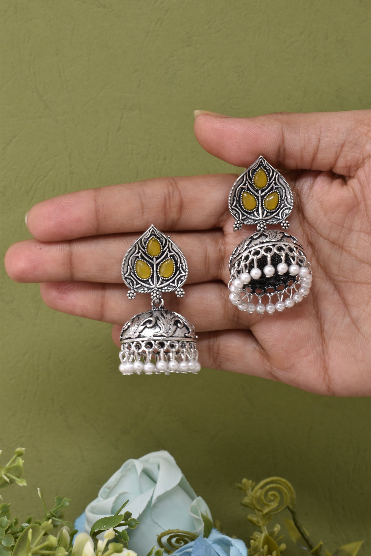 Partywear-earrings,chandeliar,partywear,Kashmiri earring,JHUMAR-OXOJMK-JRV-PAAN-YLW