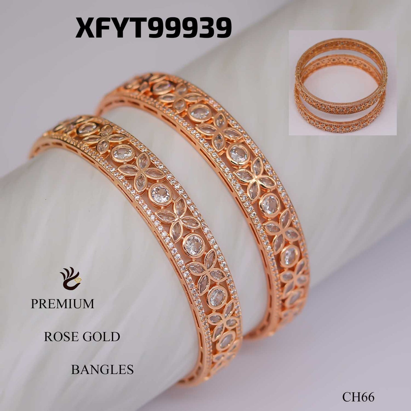 AD ROSE GOLD BANGELS 2 pcs -2.4-2.6-2.8-CH66