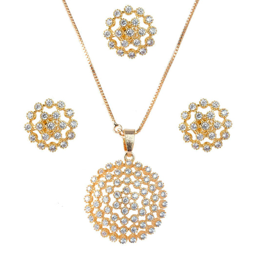 Dazzling design Rose Gold plating Combo set studdedwith white stones