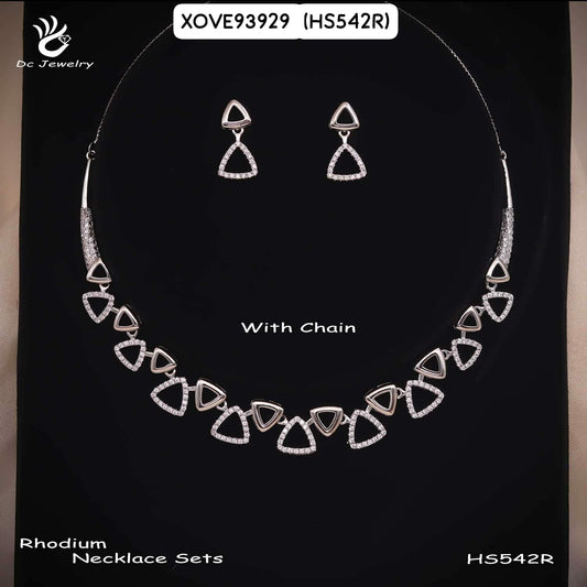 AD RODIUM NECKLACE WITH EARRINGS HS542R