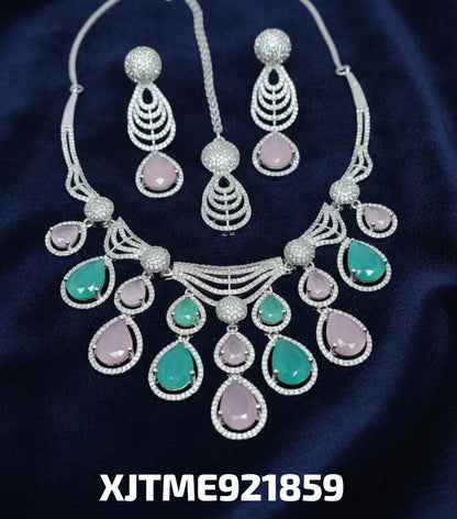 AD RODIUM NECKLACE WITH EARINGS N156