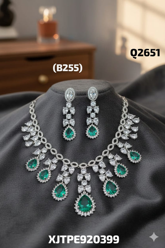 AD RODIUM NECKLACE WITH EARINGS N151