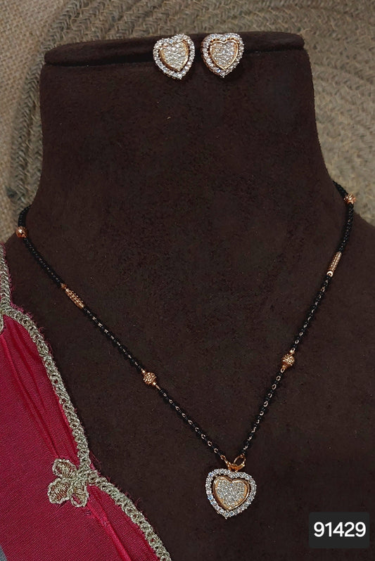 AD ROSE GOLD MANGALSUTRA WITH EARRINGS FNC CD31 91429
