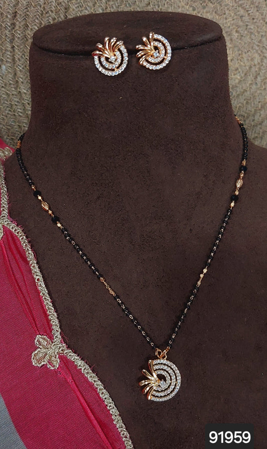 AD ROSE GOLD MANGALSUTRA WITH EARRINGS FNC  CD32