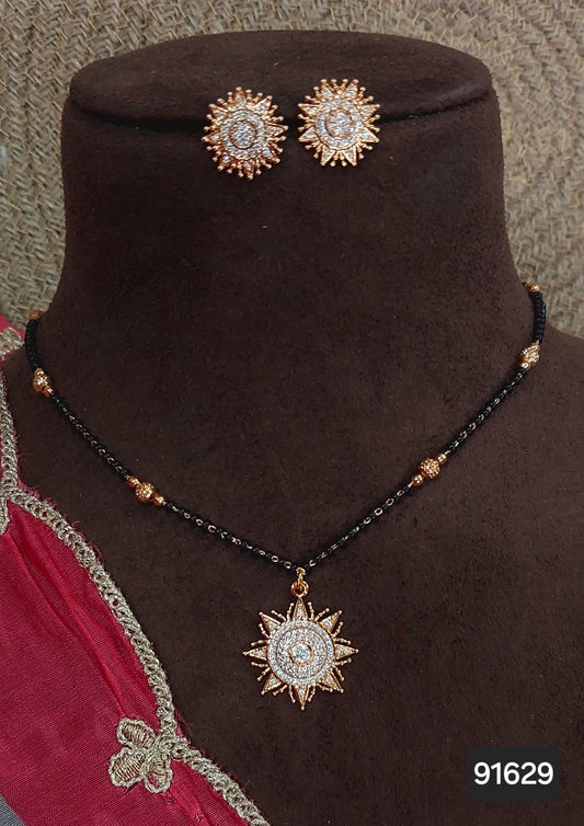 AD ROSE GOLD MANGALSUTRA WITH EARRINGS FNC  CD33