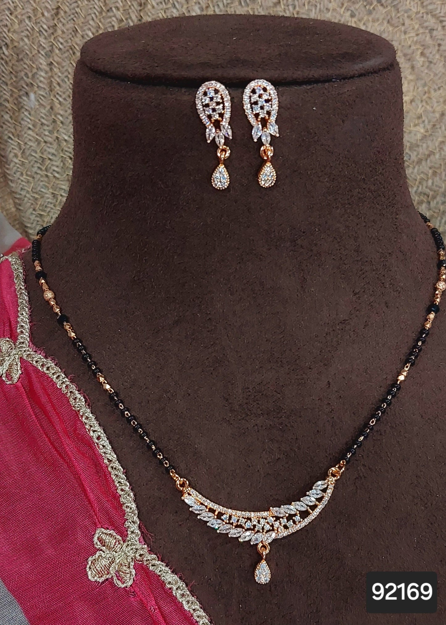 AD ROSE GOLD MANGALSUTRA WITH EARRINGS FNC  CD34
