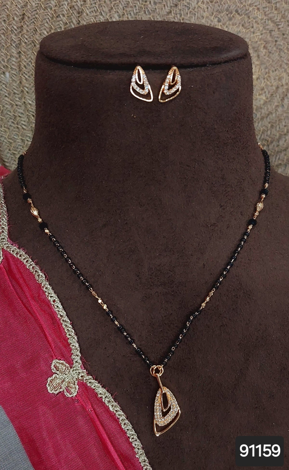 AD ROSE GOLD MANGALSUTRA WITH EARRINGS FNC CD35 91159