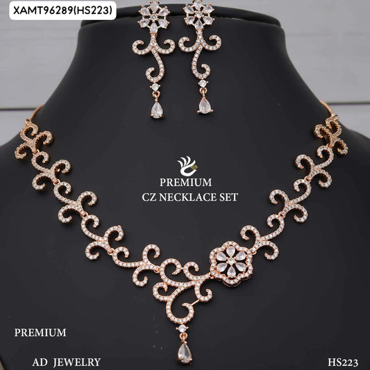 AD ROSE GOLD NECKLACE WITH EARRINGS HS223