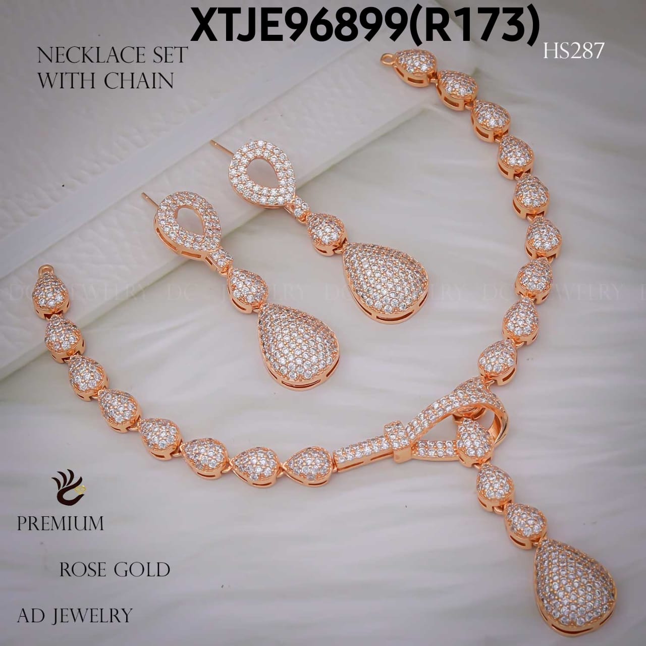 AD ROSE GOLD NECKLACE WITH EARRINGS HS287