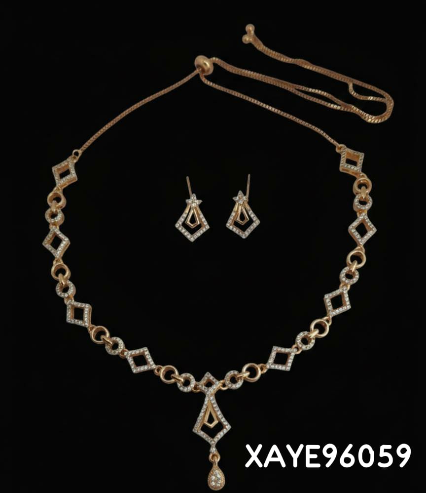 AD ROSE GOLD NECKLACE WITH EARRINGS HSABC05