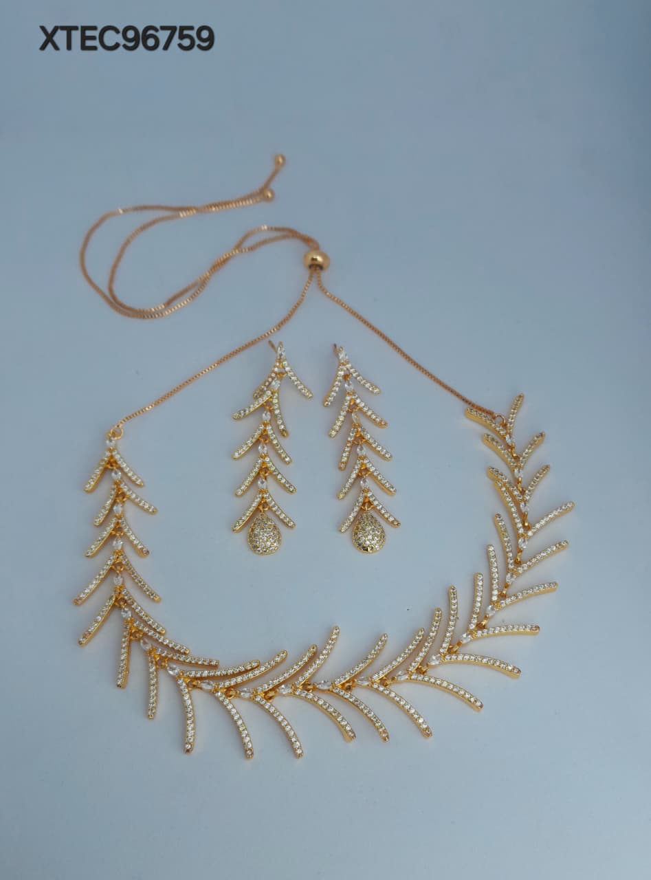 AD ROSE GOLD NECKLACE WITH EARRINGS HSABC06