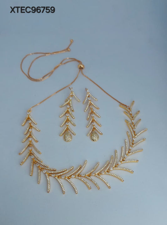 AD ROSE GOLD NECKLACE WITH EARRINGS HSABC06