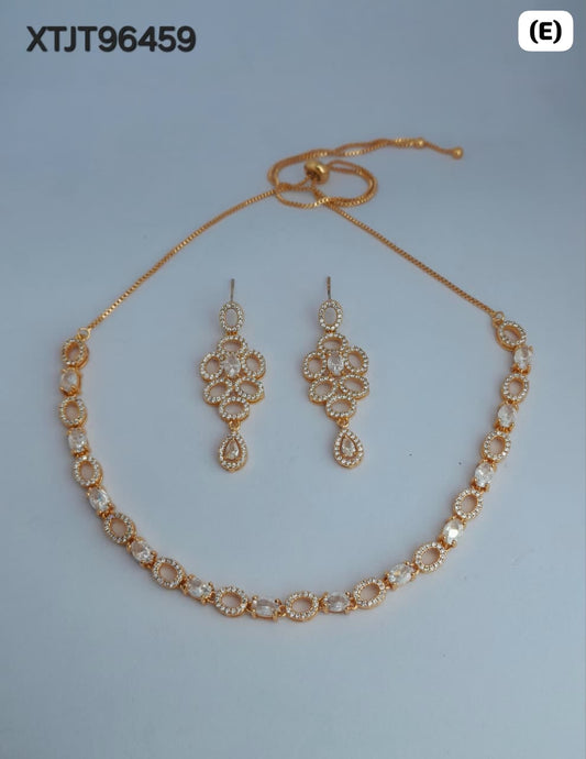 AD ROSE GOLD NECKLACE WITH EARRINGS HSABC07
