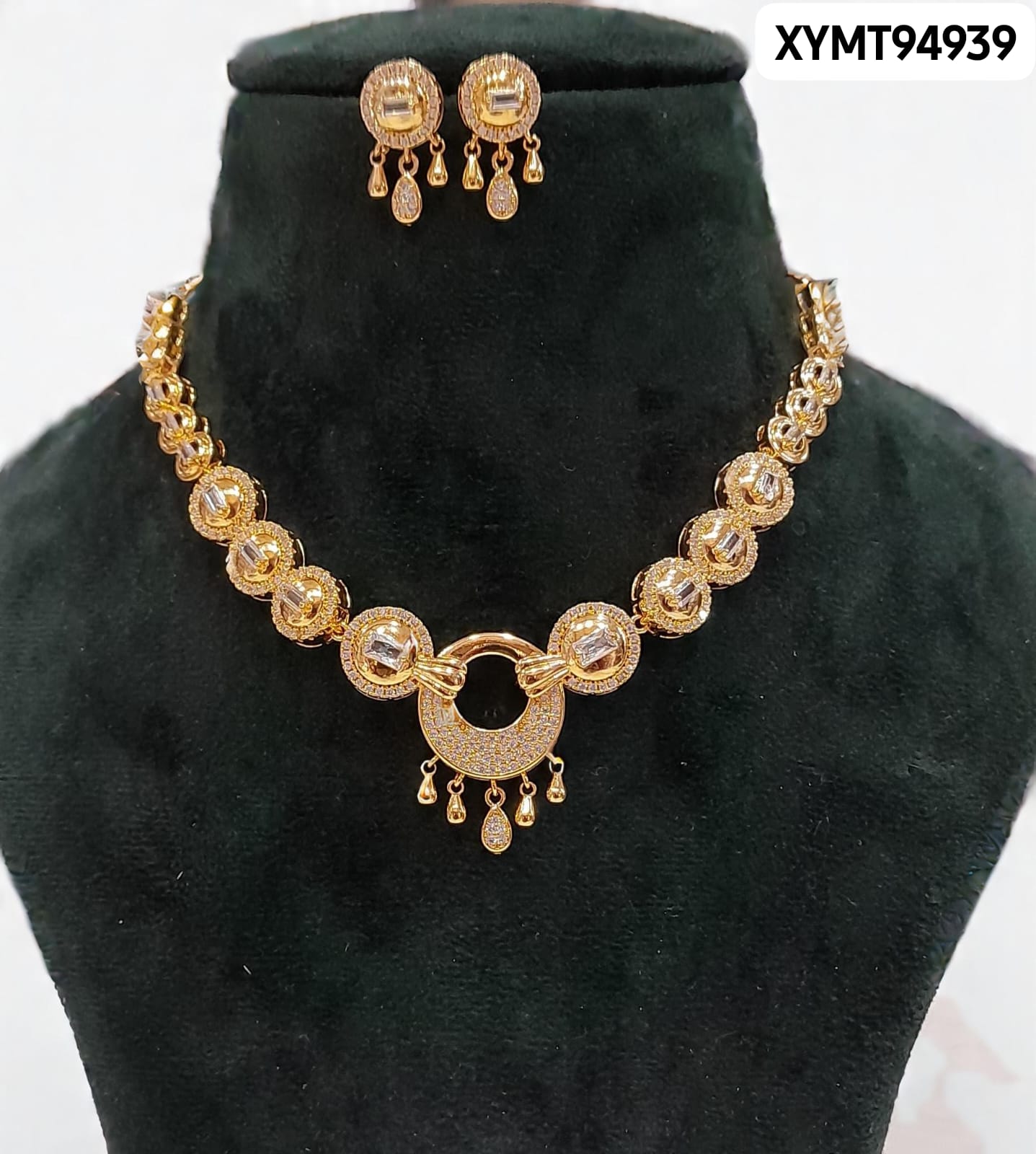 AD ROSE GOLD NECKLACE WITH EARRINGS HSABC08