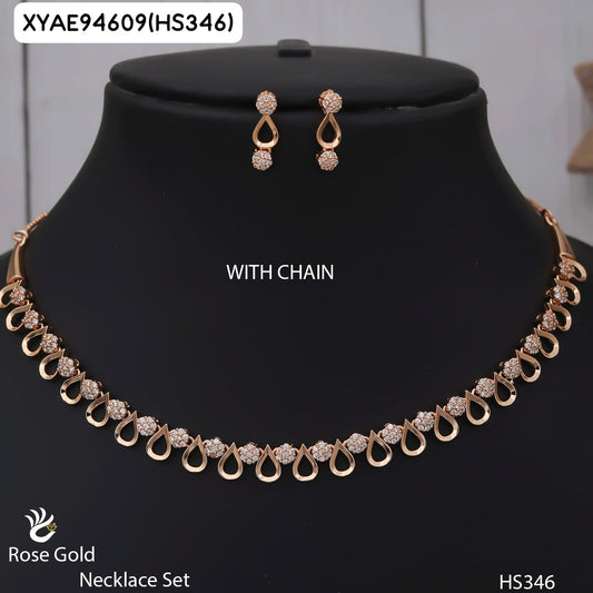AD ROSE GOLD NECKLACE WITH EARRINGS HS346