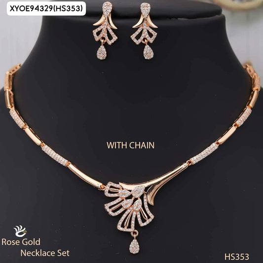 AD ROSE GOLD NECKLACE WITH EARRINGS HS353