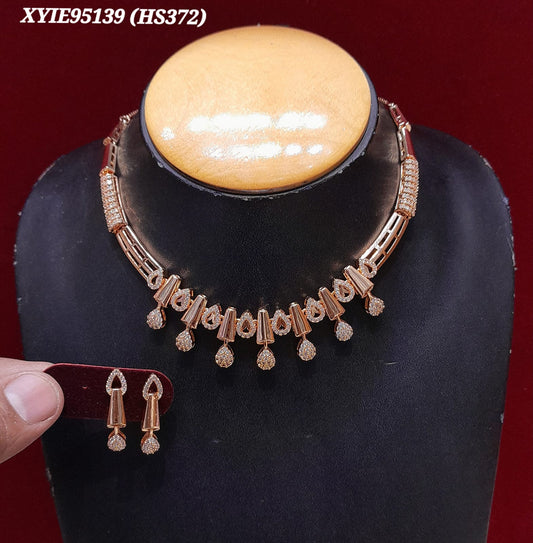 AD ROSE GOLD NECKLACE WITH EARRINGS HS372