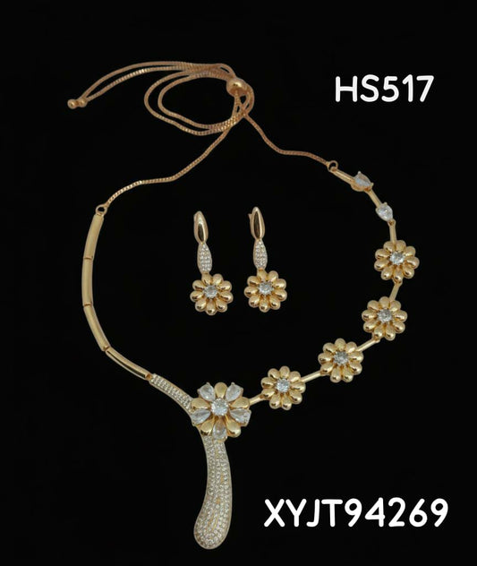 AD ROSE GOLD NECKLACE WITH EARRINGS HS517