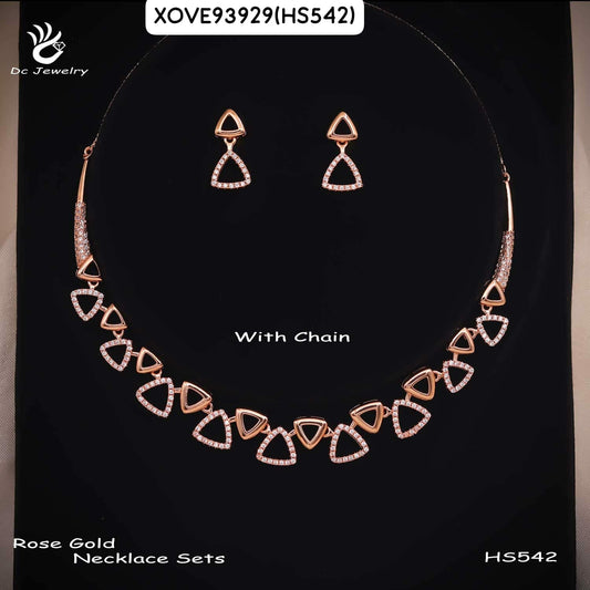 AD ROSE GOLD NECKLACE WITH EARRINGS HS542