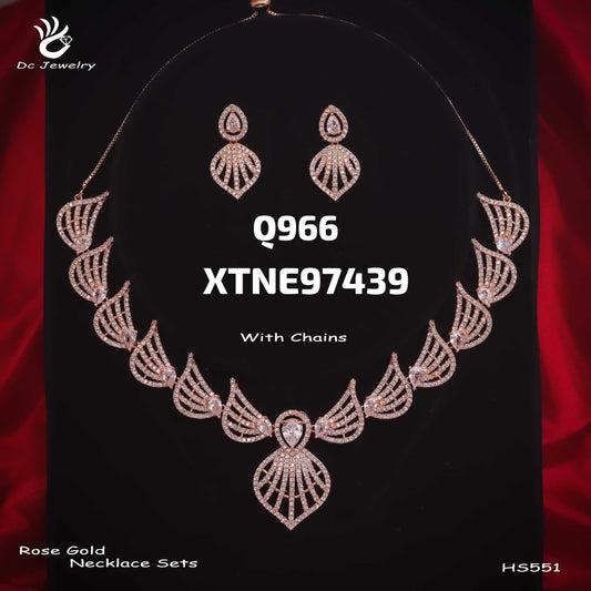 AD ROSE GOLD NECKLACE WITH EARRINGS HS551