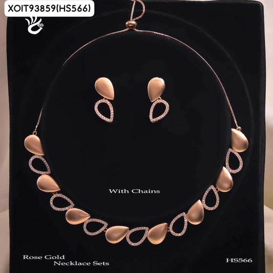 AD ROSE GOLD NECKLACE WITH EARRINGS HS566