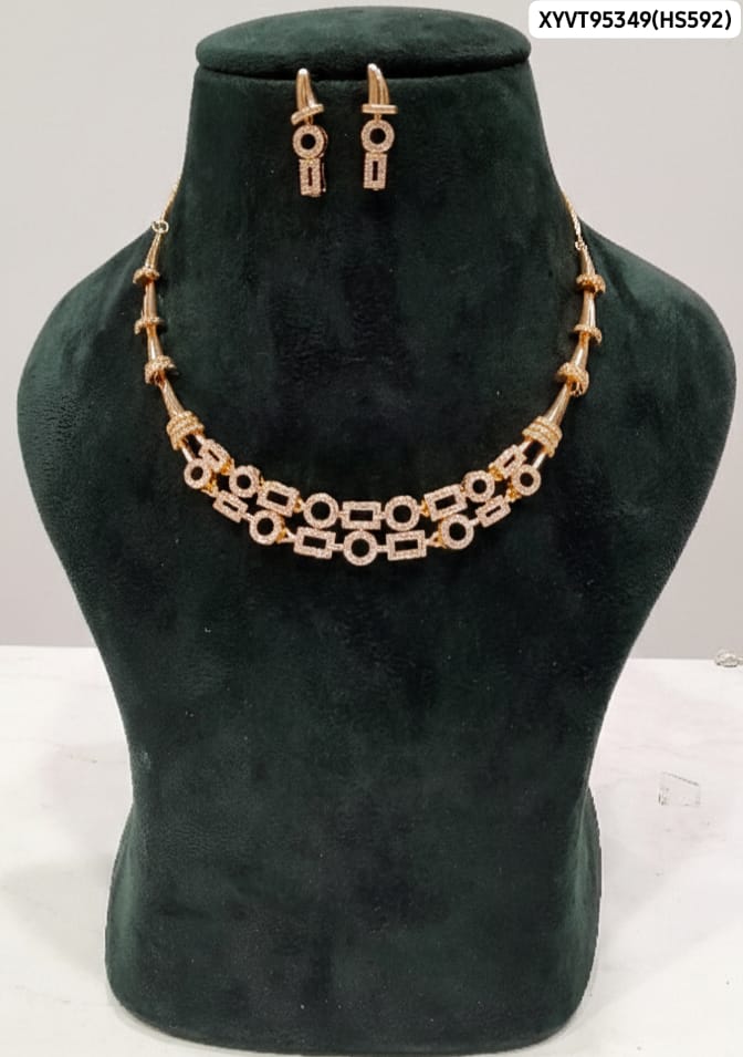AD ROSE GOLD NECKLACE WITH EARRINGS HS592