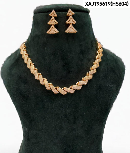 AD ROSE GOLD NECKLACE WITH EARRINGS HS604