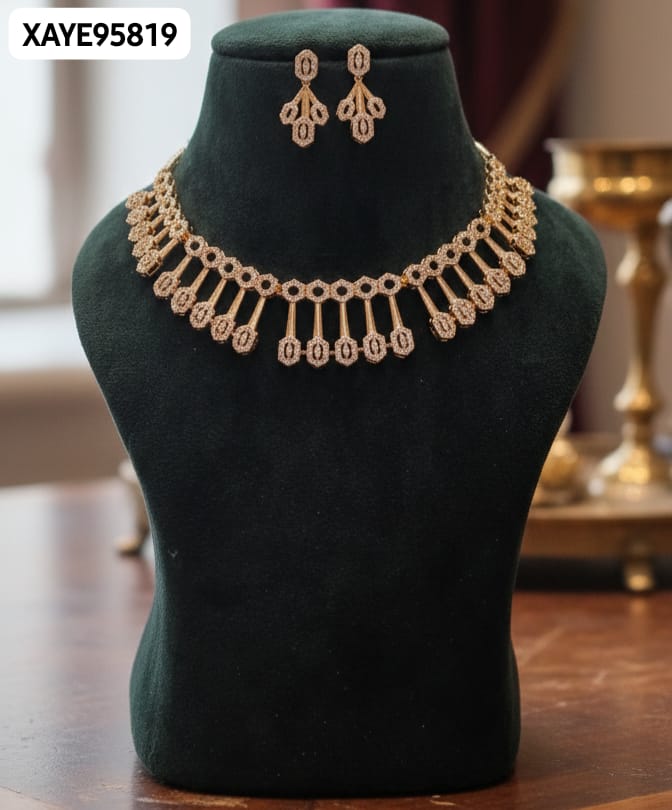 AD ROSE GOLD NECKLACE WITH EARRINGS HSABC02