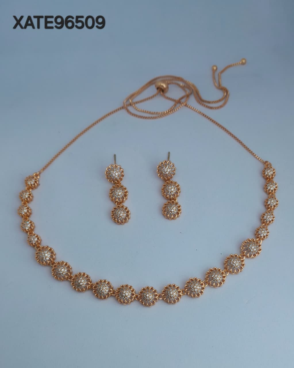 AD ROSE GOLD NECKLACE WITH EARRINGS HSABC03