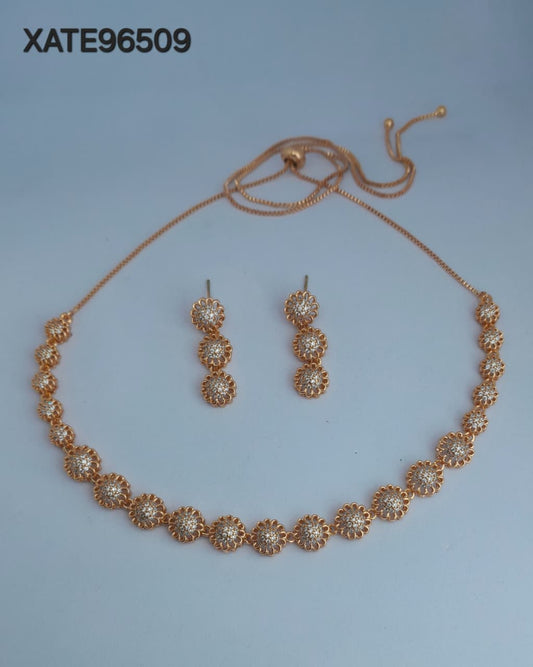 AD ROSE GOLD NECKLACE WITH EARRINGS HSABC03