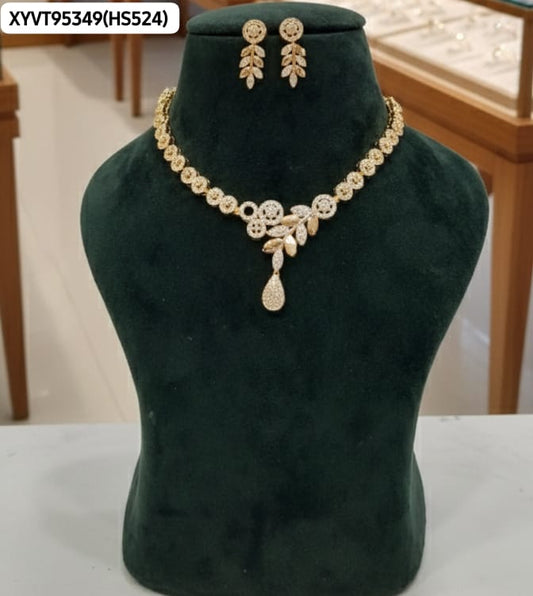 AD ROSE GOLD NECKLACE WITH EARRINGS HS524